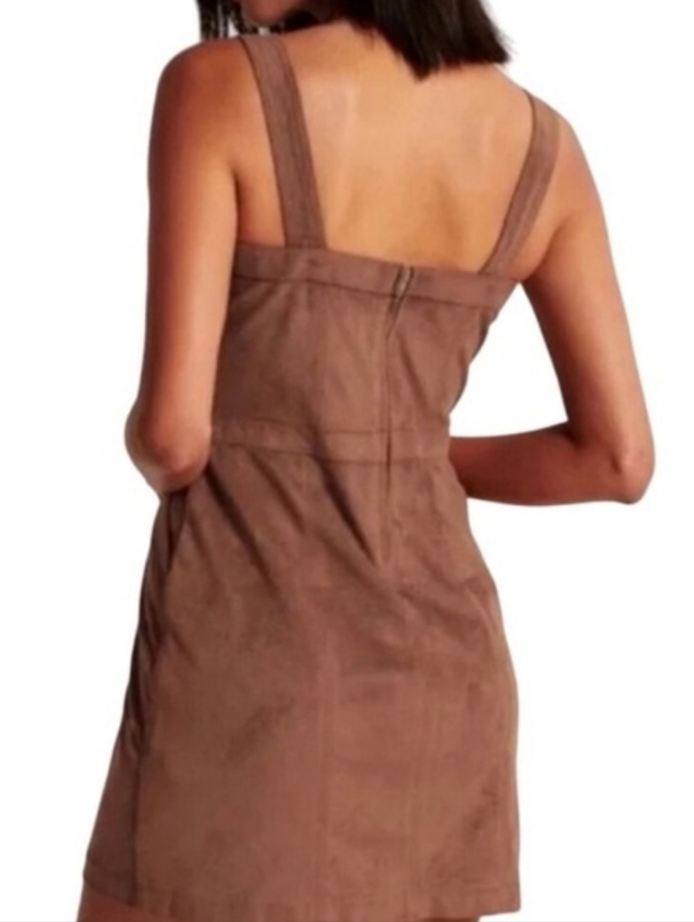 a&f ♡ faux suede pinafore dress overall pockets fall abercrombie & fitch western - Picture 11 of 11